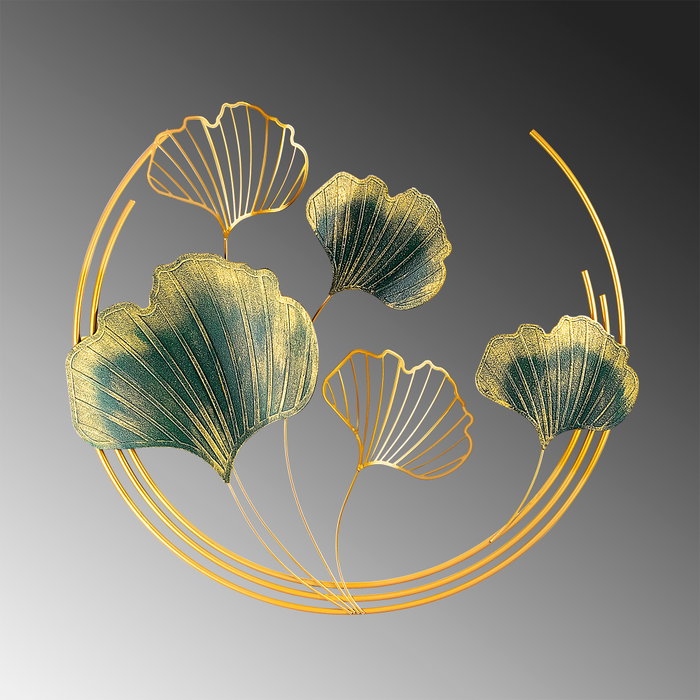 Wallity Weifang Escultura de Pared de Metal Verde y Dorado